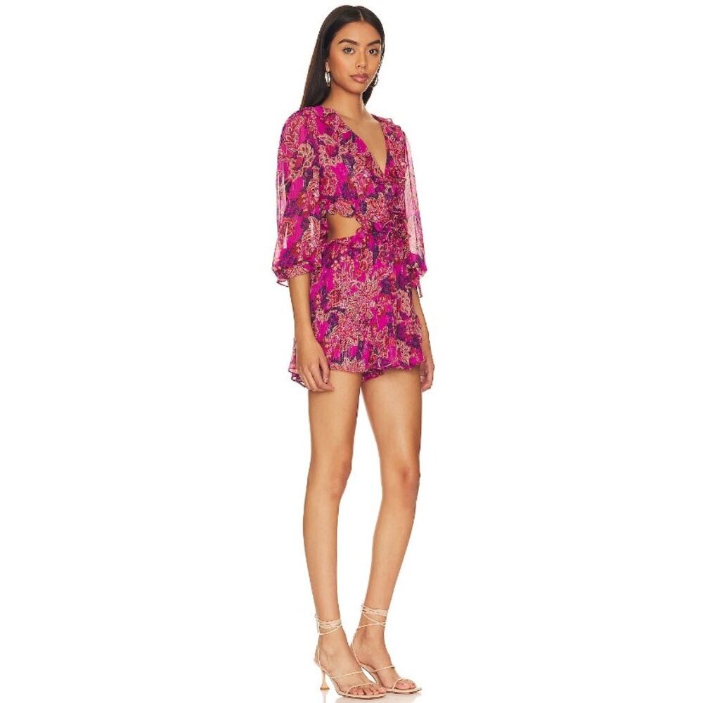 MISA Los Angeles Azalea Romper in Fuchsia Batik
